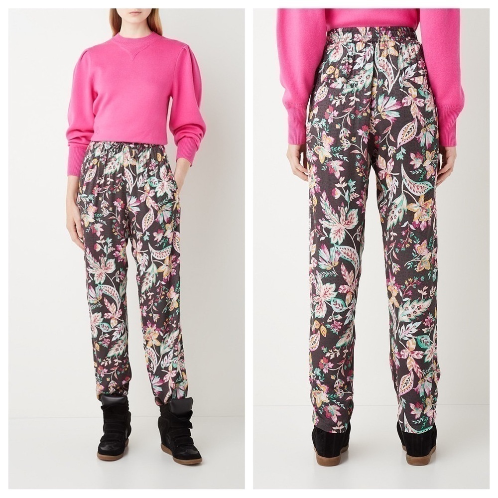 Isabel Marant Floral Print Trousers - Black and Pink - Picture 2 of 14